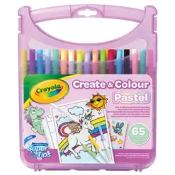 Маркери мини 25 цв. пастелни в куфарче с шаблони и стикери Crayola бр 1