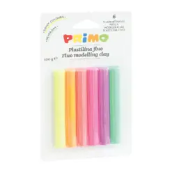 Пластилин 6 цвята Fluo 100 г блистер Primo бр 1