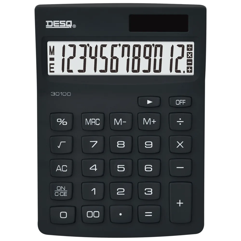 Калкулатор 12 разр. 142x120x31 пастел черен компактен DesQ бр 1