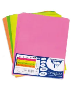 Alternative view of Хартия коп.цв., А4, 80 г/м2, Fluo 4х25 листа mix, Clairefontaine