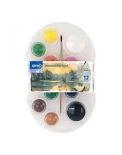 Alternative view of Акварел 12 цв., 10xØ 28 и 2xØ 40 мм, с четка в PPL кутия, SpreeArt, каш 72