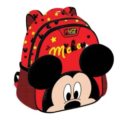 Раница детска с 2 ципа Red 31x27x10 Mickey