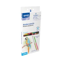 Моливи 12 x 2 цв. двуцветни Bicolor триъгълни Ø 3 мм графит SpreeArt бр 1
