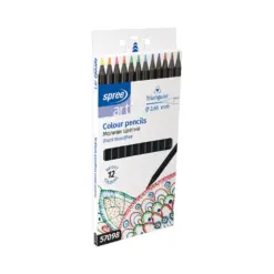 Моливи 12 цв. woodfree Black триъгълни Ø 2.65 мм графит SpreeArt бр 1