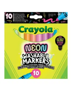 Alternative view of Маркери 10 цв. неон коничен връх, измиваеми, Crayola