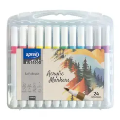 Маркери акрилни Artist Soft Brush 24 цвята в PP кутия SpreeArtist бр 1