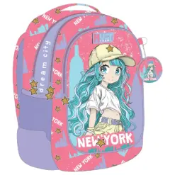 Раница с 3 ципа Blue Hair Girl 43x32x18 Must бр 1