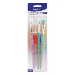 Четки Soft grip Pastel 4 бр. кръгли - 2 6 10 плоска - 12 блистер SpreeArt бр 1