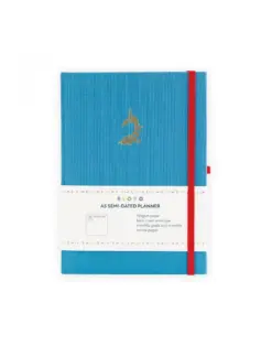 Alternative view of Полудатиран планер A5, 80 л, 150 г/м2 The Koi, син лен, Blopo, каш 14