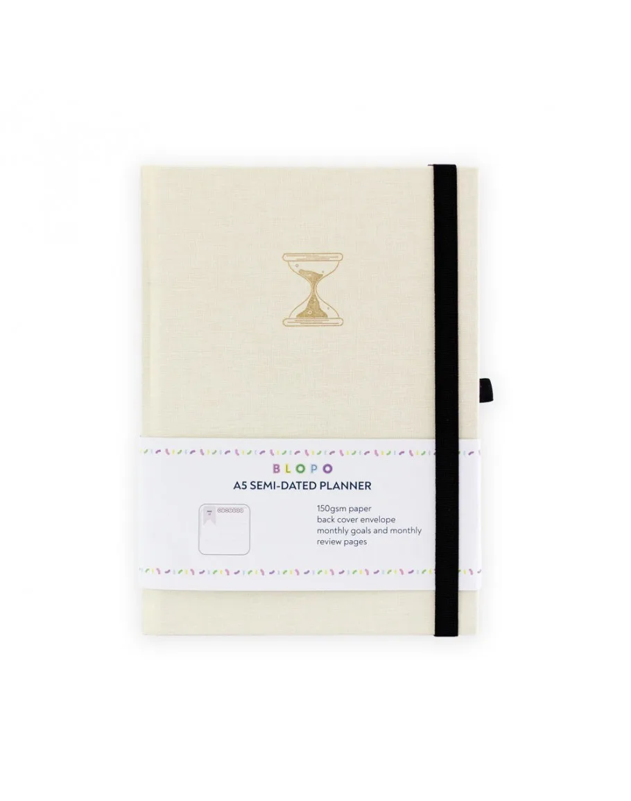 Полудатиран планер A5, 80 л, 150 г/м2 The Hourglass, бял лен, Blopo - Image 2